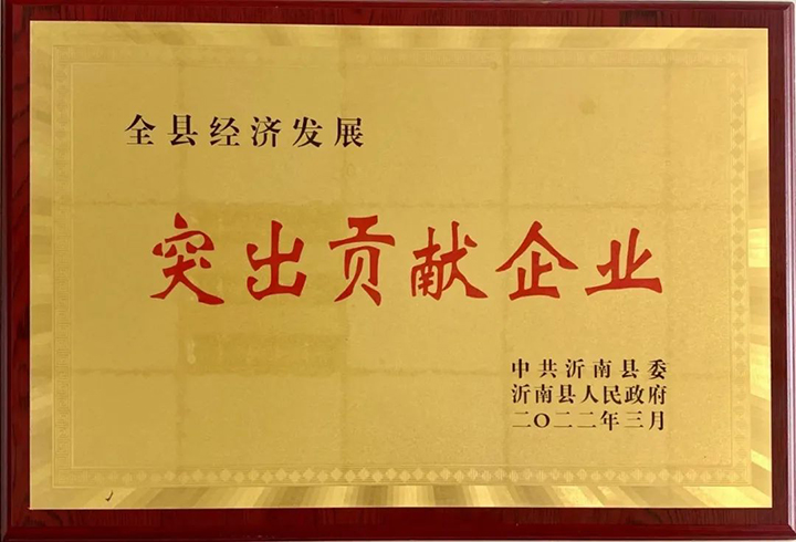 熱烈祝賀東岳機(jī)械被授予2021年沂南縣“突出貢獻(xiàn)企業(yè)”榮譽稱號